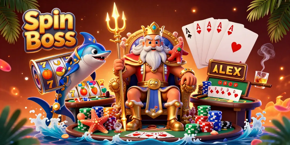 Experience thrilling games at Spin Boss Casino with vibrant characters and rich gambling elements.