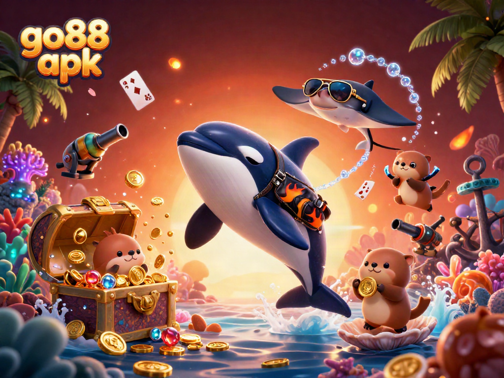 Experience the thrill of winning with go88 apk featuring vibrant 3D characters and casino elements.