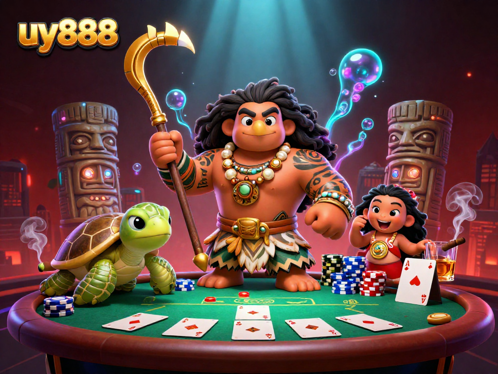 Experience thrilling games at uy888 with Polynesian adventure vibes, vibrant atmosphere.