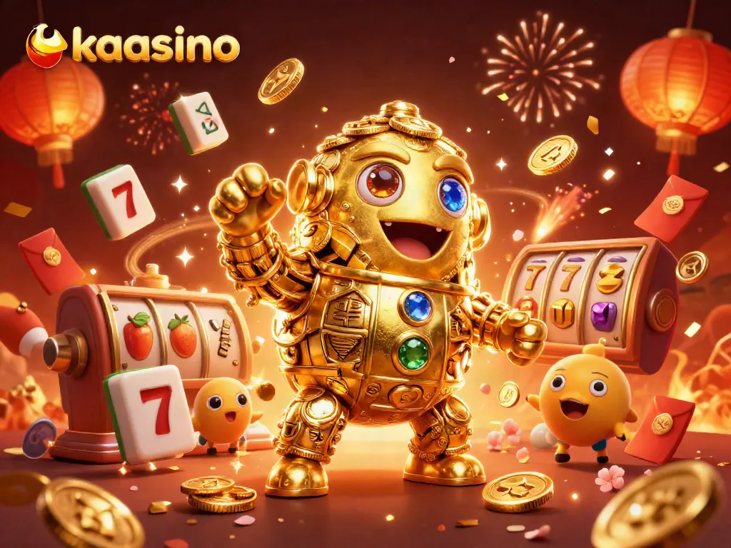 Join the thrilling action at kaasino, where golden golems and vibrant casino elements create a rich gaming spectacle.